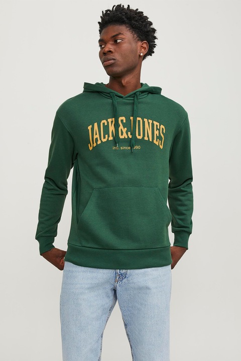 Jack & Jones, Худи с лого, Зелен/Жълт