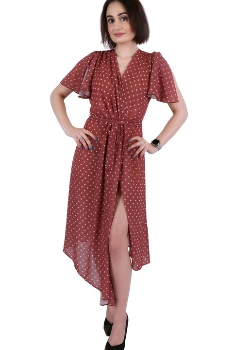 Rochie, John Zack midi maro cu imprimeu de mazare midi maro cu imprimeu de mazare