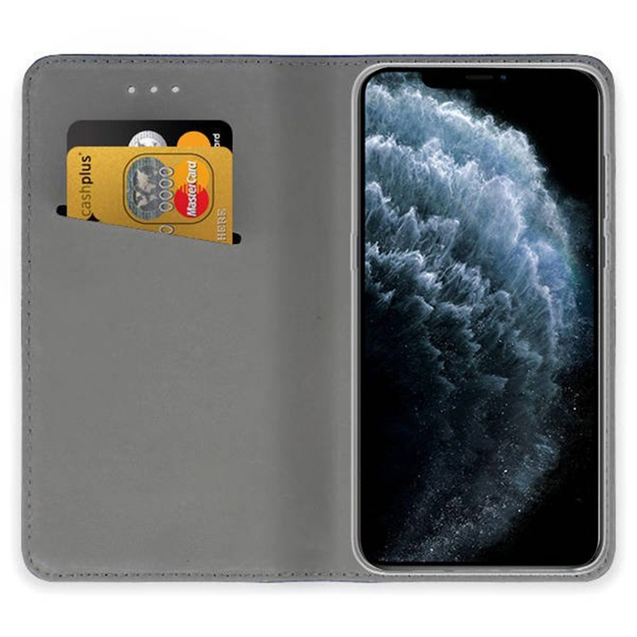 Apple iPhone 11 Pro Max készülékkel kompatibilis burkolat, COMANDO Flip Magnet, Ökológiai bőr, Wallet kártya típus, Teljes védelem, Biztonságos markolat, Zöld