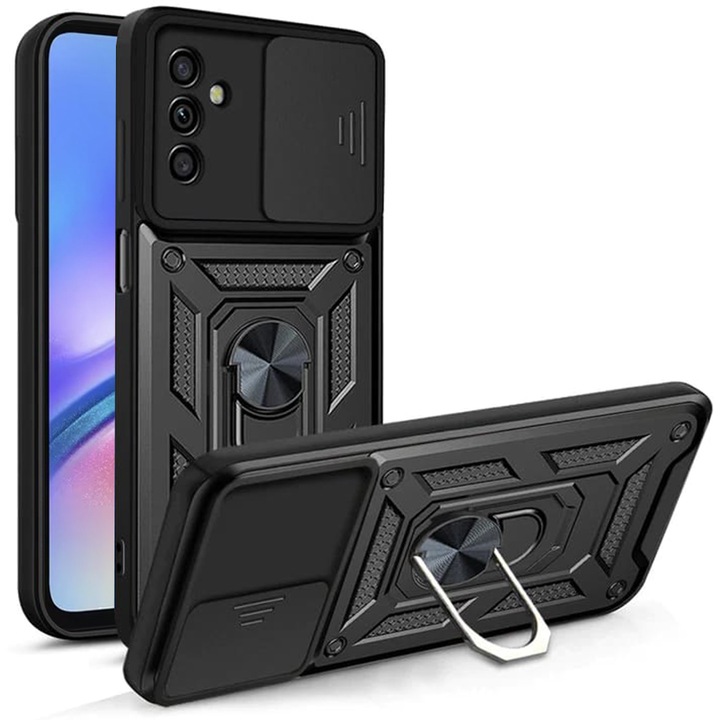 Калъф за Samsung Galaxy A05s Premium Hybrid Armor Kickstand, Camera Slider, Anti-Shock, Top Protection, Черен