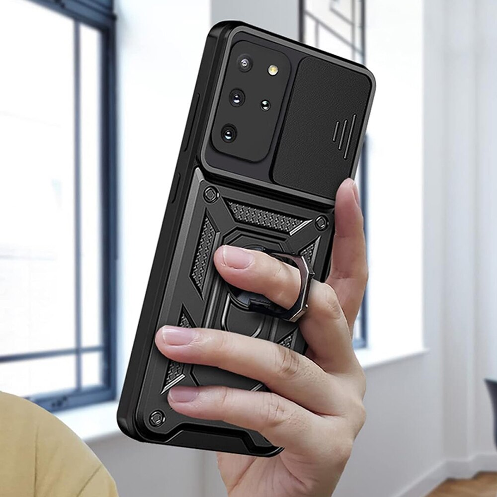Husa pentru Samsung Galaxy S20 Plus 4G / S20 Plus 5G Premium Hybrid Armor Kickstand, Slider Camera, Antisoc, Protectie Superioara, Negru
