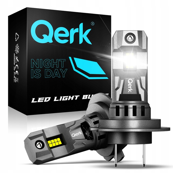 Set 2 becuri auto, Qerk, LED, H7 20000 lm, 70 W, 6500 K