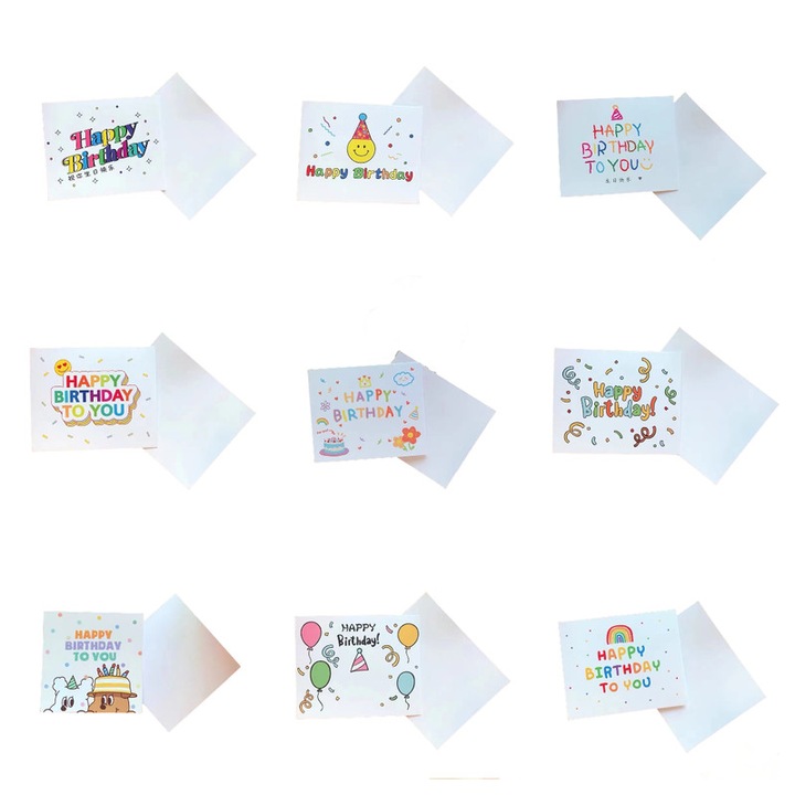 Set 9 felicitari de La multi ani, Multicolor