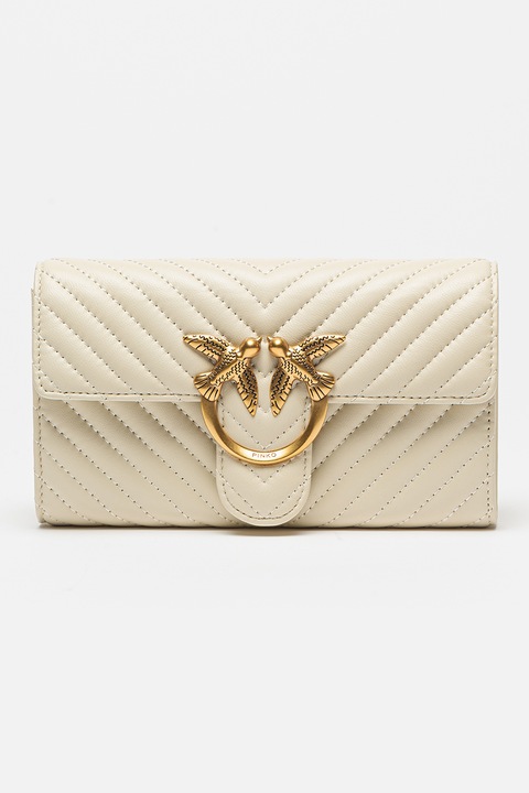 Pinko, Капитонирана кожена чанта Love One, Мръснобял