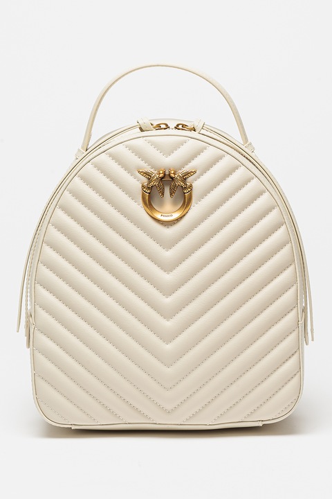 Pinko, Rucsac din piele matlasat Love, Alb murdar