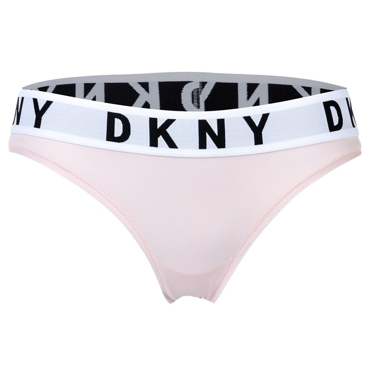DKNY, Бикини с лого на талията, Бял/Бледо розово