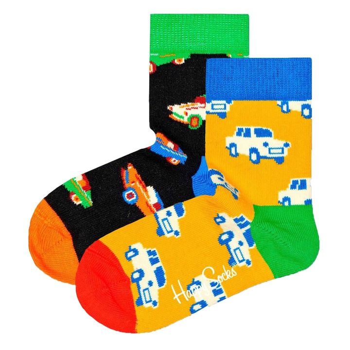 Happy Socks, Чорапи с органичен памук - 2 чифта, Жълт/Черен, 13-21 EU