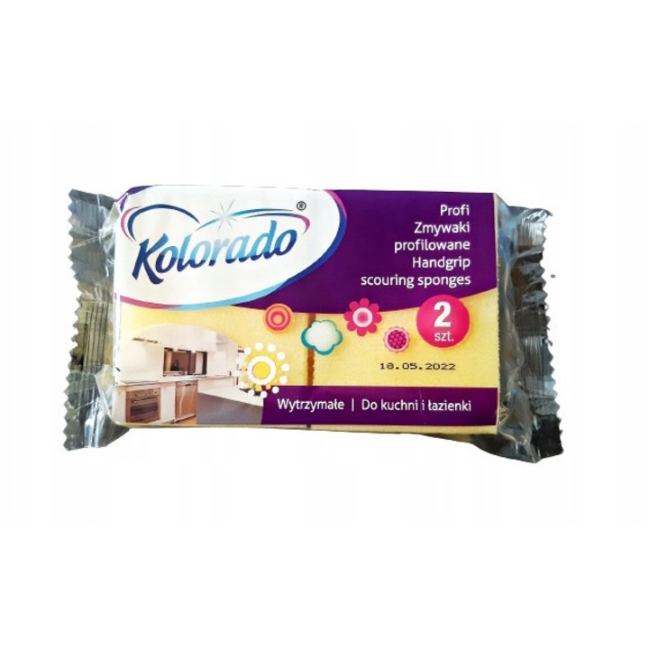 Комплект от 2 гъби за съдове, Колорадо, Пяна, Жълто/Зелено