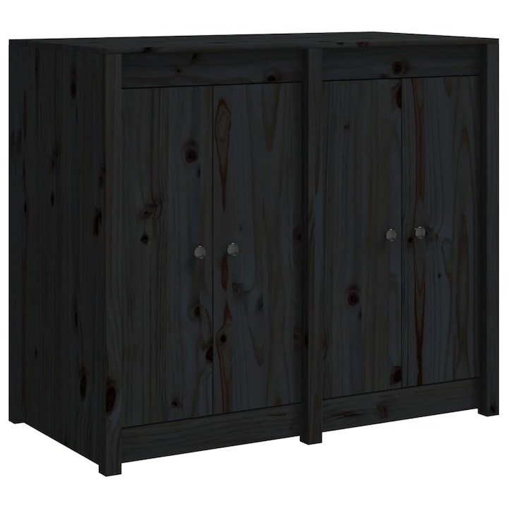 Кухненски шкаф за открито vidaXL, Черни, Бор масив, 106 x 55 x 92 см, 33.3 kg