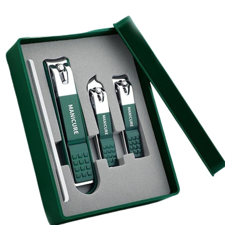 Set 4 accesorii de ingrijire unghii, X AUTOHAUX, Inox, Verde