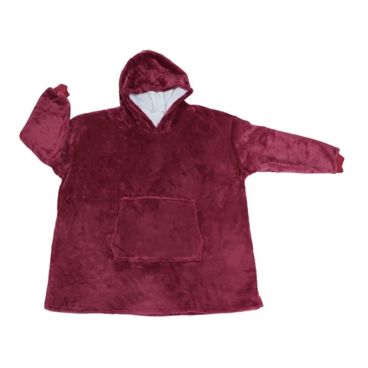 Patura Tip Hanorac cu Maneci si Gluga, Buzunare, Marime Universala, Rosu