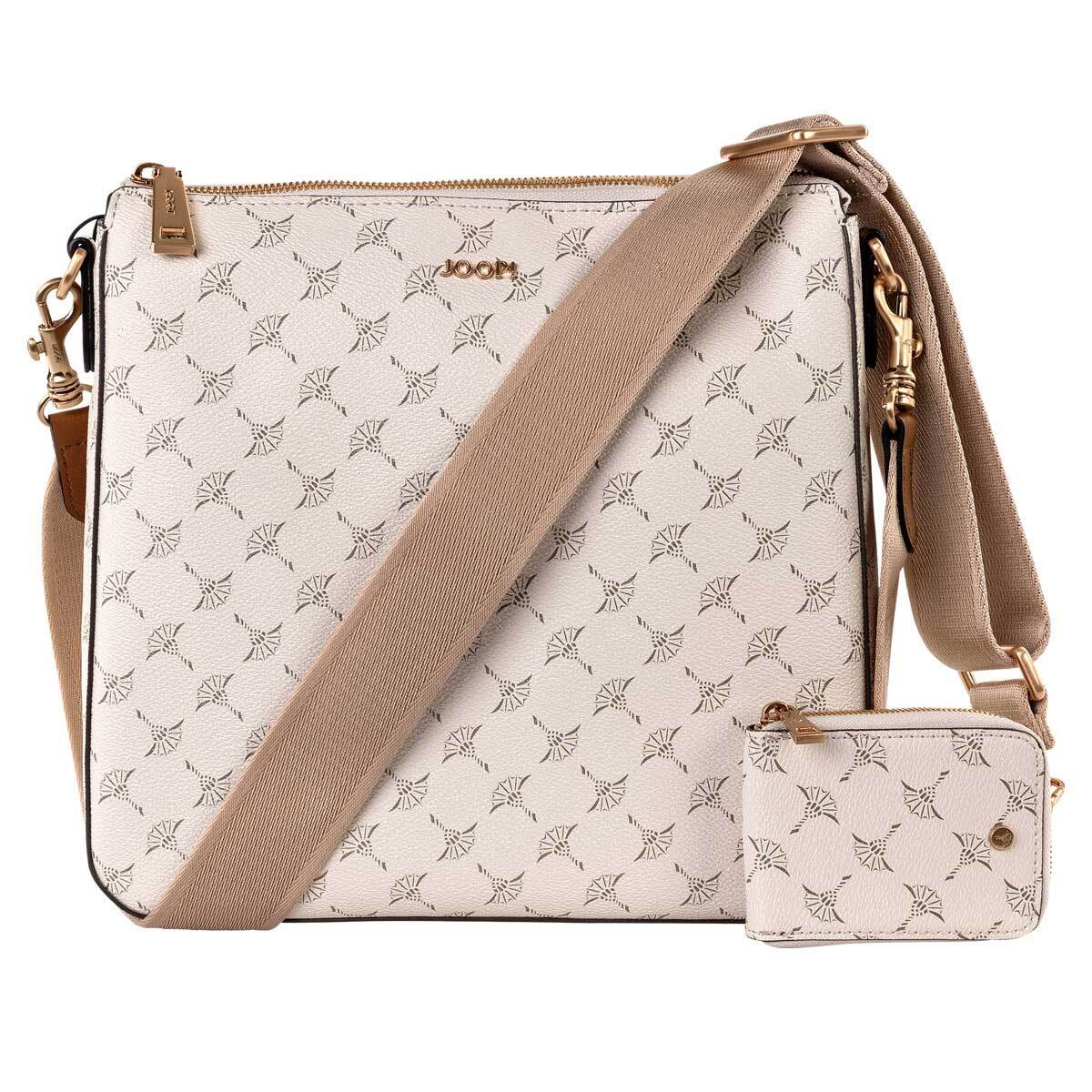 Joop!, Geanta crossbody de piele ecologica cu model logo Jasmina, Alb