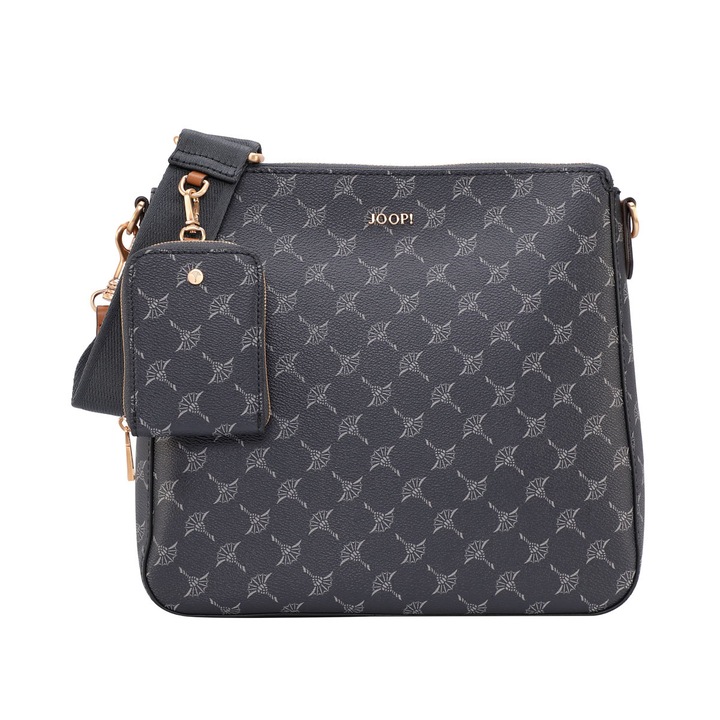 Joop!, Geanta crossbody de piele ecologica cu model logo Jasmina, Albastru inchis