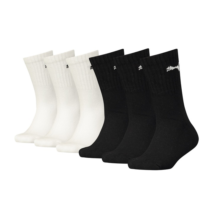 Puma, Дълги чорапи, 6 чифта, Бял/Черен
