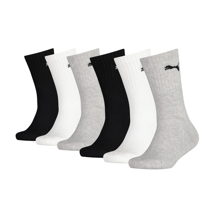 Puma, Дълги чорапи, 6 чифта, Бял/Черен/Сив