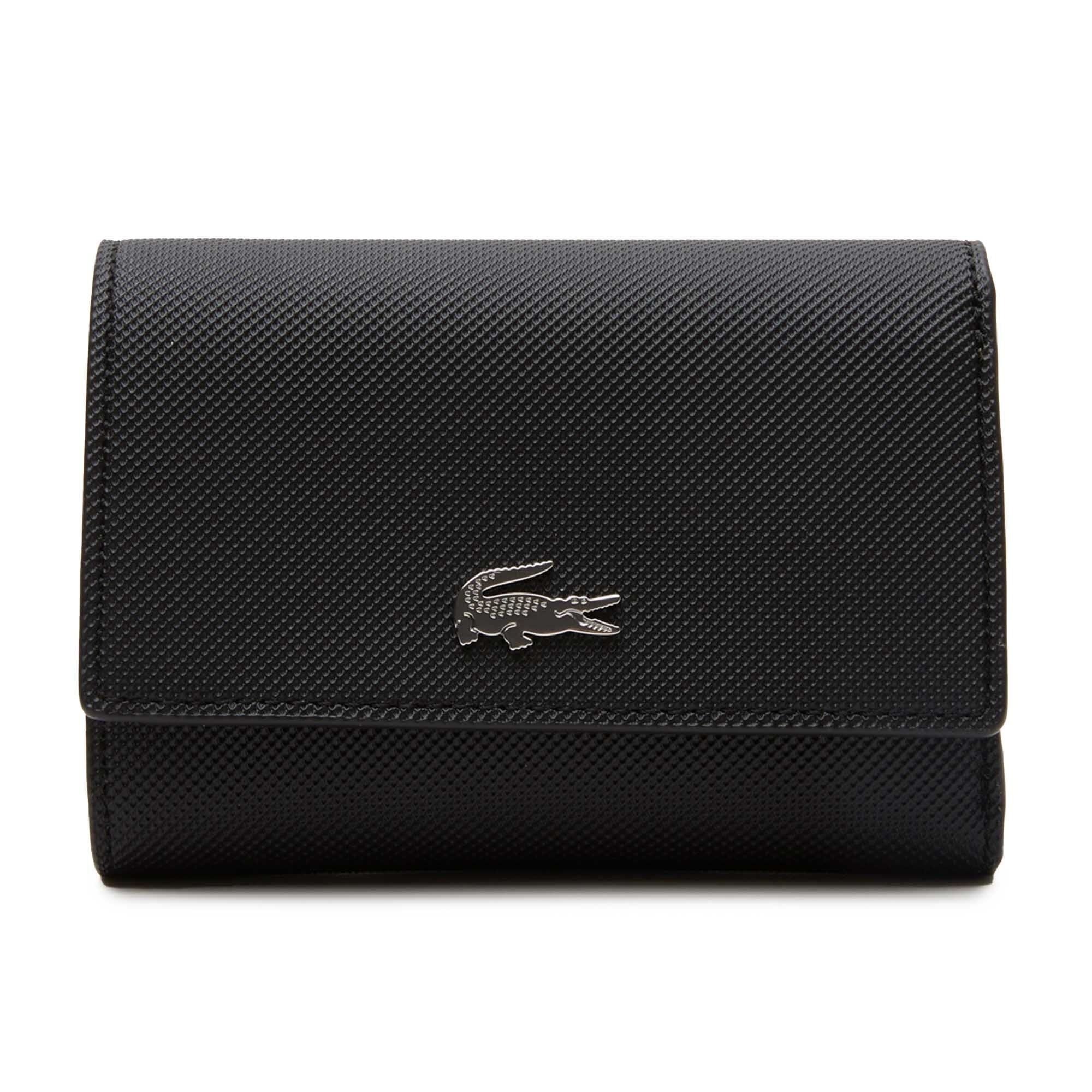 Lacoste, Portofel de piele ecologica Compact, Negru