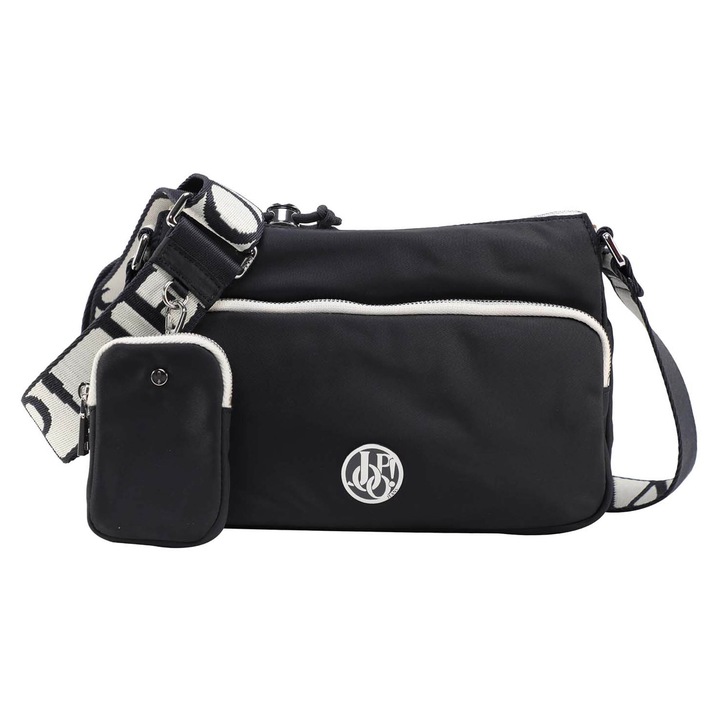 JOOP! Jeans, Geanta crossbody cu aplicatie logo metalica Jasmina, Albastru inchis