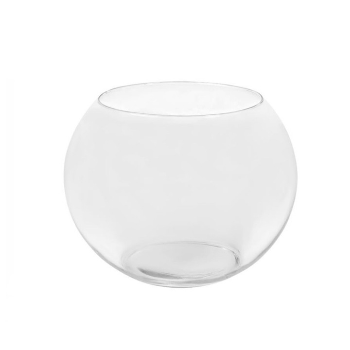 Vaza decorativa din sticla transparenta, rotunda, 15x11.5 cm