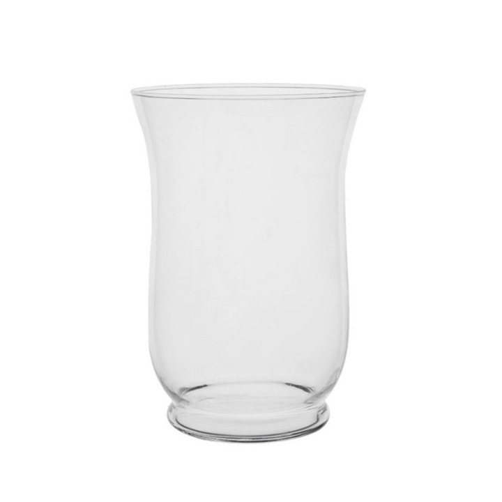 Vaza decorativa din sticla transparenta, forma de clopot, 13.5x20 cm
