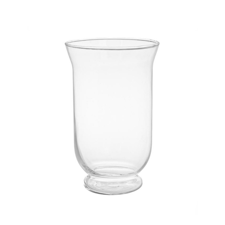 Vaza decorativa din sticla transparenta, forma de clopot, 15x24.5 cm