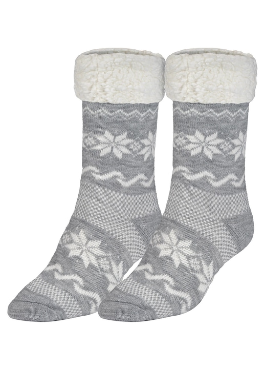 Sosete Groase De Iarna Pentru Barbati, Ferocitate, 40-45, Gri, Izolatie Maxima, Siguranta Antiderapanta, Cadou Ideal, Confort Din Acril