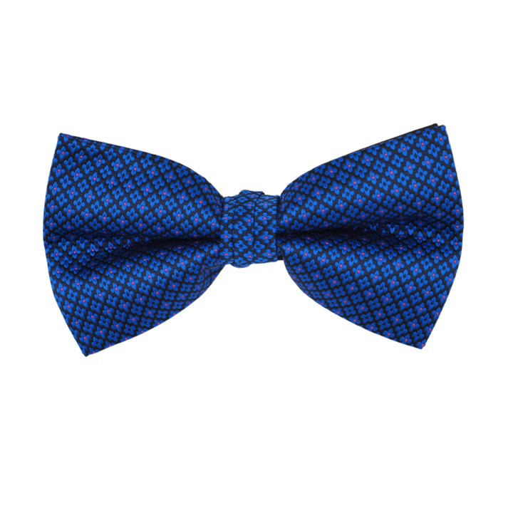 Papion clasic, Onore, albastru, roz si bleumarin, microfibra, 12 x 7 cm, model cu 2 pliuri, flori