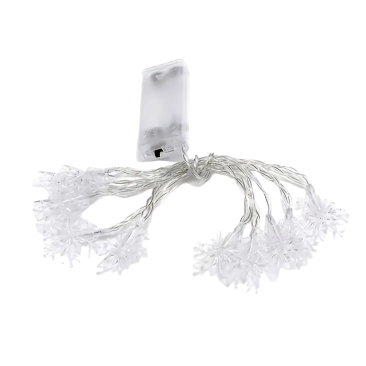 Instalatie, cu fulgi de zapada, 1.8m, lumina alba, placuta, ideala pentru Craciun sau alte sarbatori, pentru decorarea usilor, ferestrelor, mantalei, pomilor, coroanelor, verandelor - LEDFLAKES