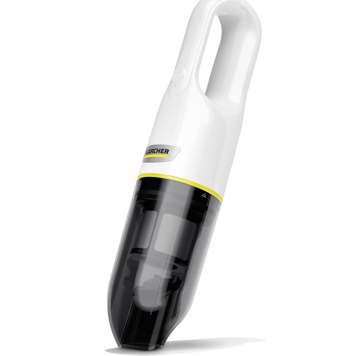 Aspirator de mana Karcher CVH 2, 70 W, recipient 150 ml, 7.2 V, filtru HEPA, duza de curatare 2 in 1, incarcator, 1.198-330.0, Alb/Negru