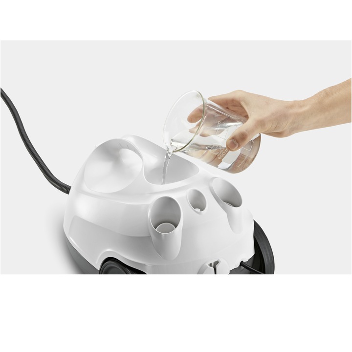 Aparat de curatat cu abur multifunctional Karcher SC 3 EasyFix, 1900 W, 3.5 bar, rezervor 1 l, kit curatare podea, accesorii curatare suprafete multiple, cartus de decalcifiere, 1.513-650.0, Alb/Negru