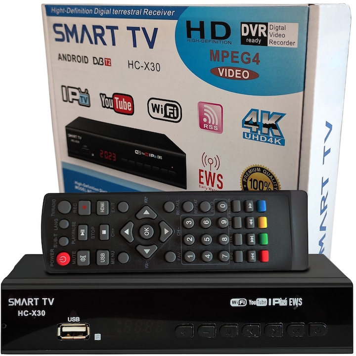 Tuner Digital DVB-T cu Telecomanda Retoo HC-X30, H.264/MPEG-4 AVC, HDMI, 168x100x36mm, Negru