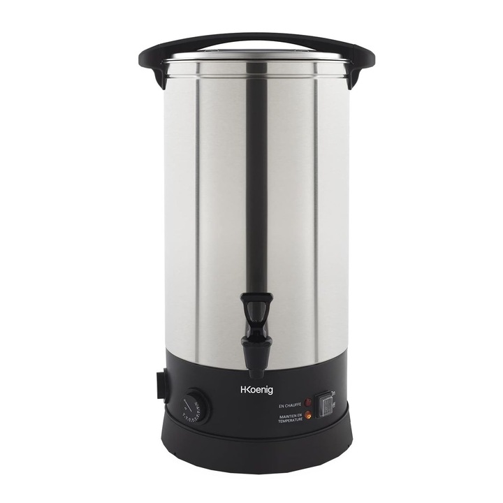 Perkolátor forró italokhoz H.Koenig, LEGI25LP, 25 liter, konzerváló és sterilizáló üvegek, italok melegen tartása, 30-110C, automata leállító, csap egyszerű öntéssel, hőmérséklet állítás, 6 üvegedényt tartalmaz, rozsdamentes acél