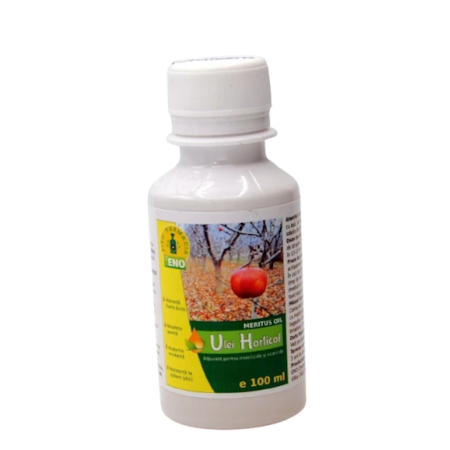 Ulei horticol destinat utilizarii in amestec cu insecticide si acaricide care combat Afidele, Paduchele din San Jose, Acarianul rosu al pomilor, Paianjenul rosu comun, Meritus Oil, 100 ml
