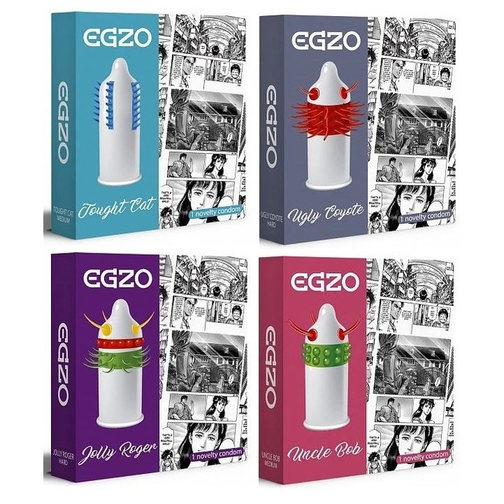 Set de 4 prezervative stimulatoare Spikes, Egzo, Medium