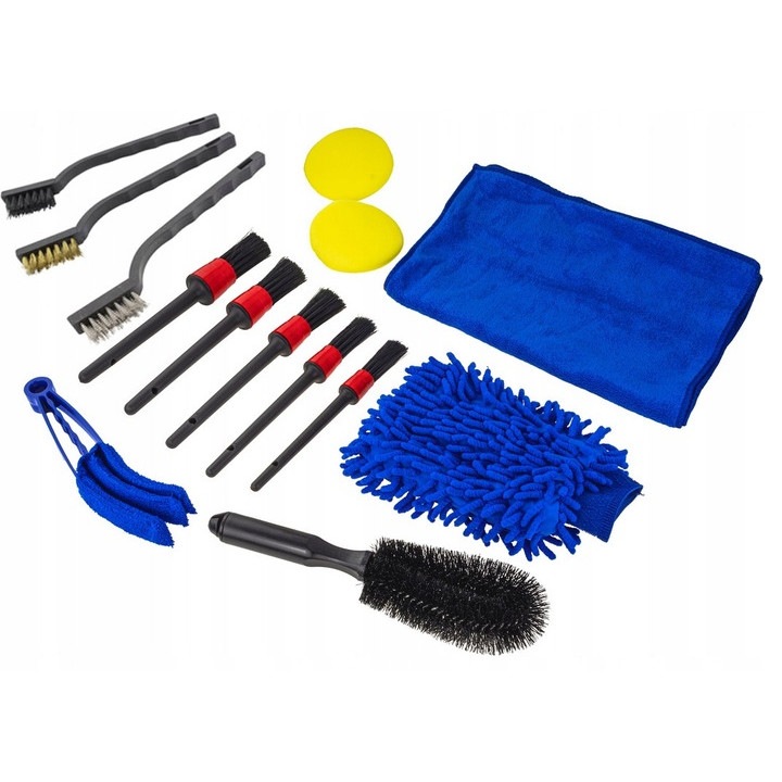 Set perii lavete, pentru curatat interior exterior, detailing auto, 15 piese