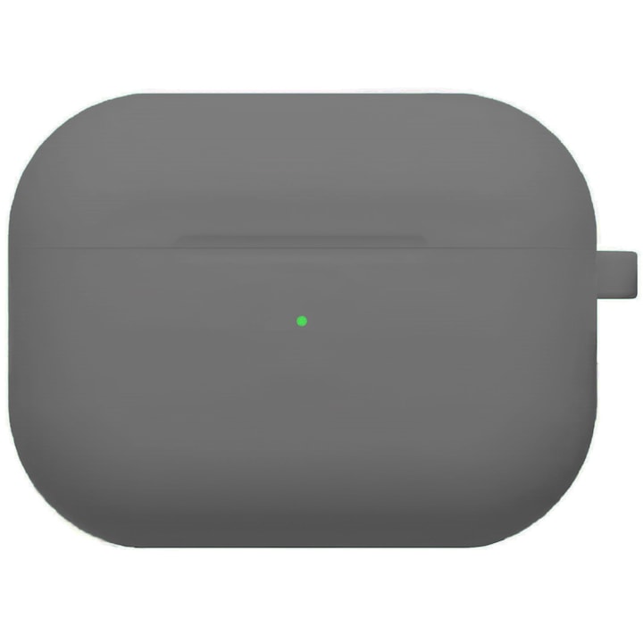 Защитен калъф Apple AirPods 3, Безжично зареждане, Олеофобен слой, Защита на порта за зареждане, Ключодържател, Силикон, 2,5 mm, Lava Grey