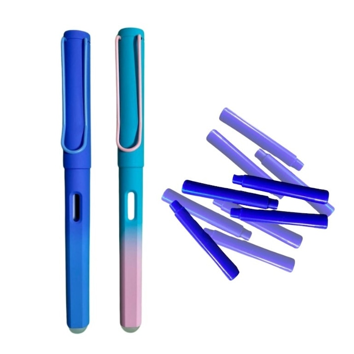 Set stilouri cu cerneala termosensibila si rezerve, 8088, Albastru
