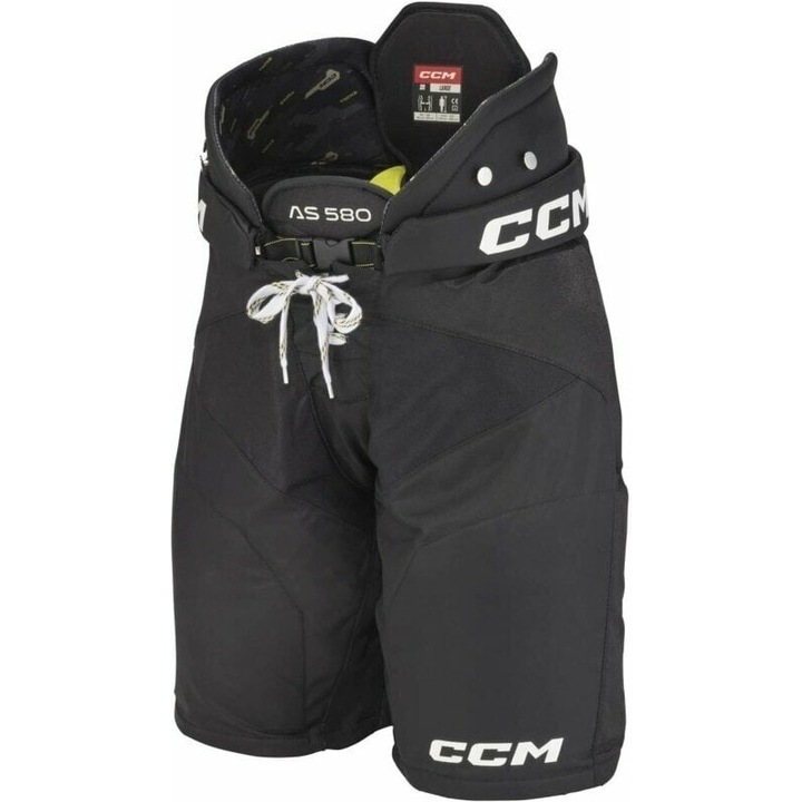 CCM Tacks AS 580 jégkorongnadrág, ASD védelem, 400D nylon, fekete, L