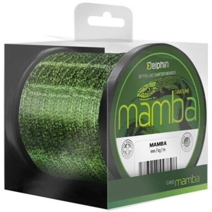 Fir nylon/monofilament Delphin Mamba Carp 600 m, camuflaj verde 0.28 mm