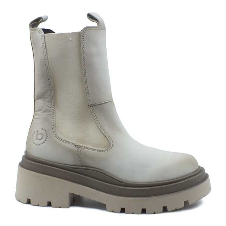 Cizme dama, Bugatti, piele naturala, cu aspect uzat al pielii, Alb