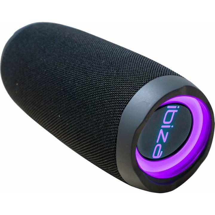 Boxa portabila, Ibiza Sound, Plastic, Iluminare LED, 3.7 V, Negru