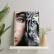 Paint by Numbers Szett Egy lány és egy fehér tigris - pamutvászon, fa keret, 40x50 cm Oh Art! - 3 ecset és akrilfesték