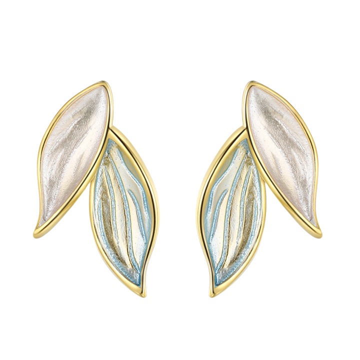 Дамски обеци, сребро S925, златисти, 1.3см