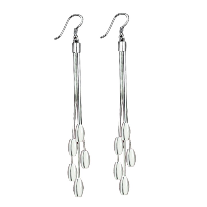 Hosszú női fülbevaló, S925 ezüst, platina, 8,2cm