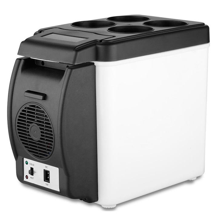 Frigider portabil, 6 LITRI, 12V, Alb/Negru