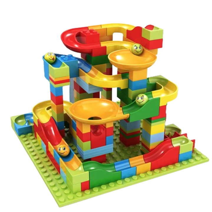 Set blocuri constructie pentru copii, Labirintul Interactiv, +3 ani, 168 piese, Compatibil cu LEGO, material plastic, Multicolor, FilSAB