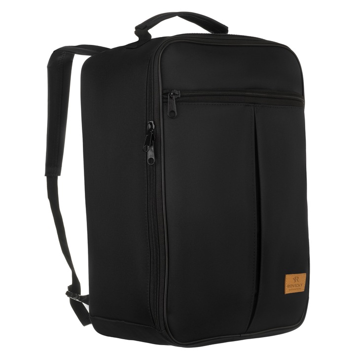 Rucsac De Mana, Rovicky, 20 L, 40x25x20 cm, Material Textil, Compartiment 1, Buzunare 1, Maner Pentru Valiza, Bretele Reglabile, Lungime Maxima 85 cm, Negru
