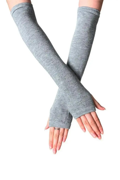 Дамски ръкавици EFAYN, дълъг модел с отворени пръсти, остава топла тема, универсален размер, светло сиво