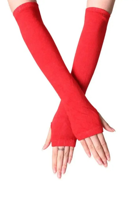 Manusi dama, model lung cu degete descoperite, tematica stay warm, marime universala, rosu deschis, EFAYN