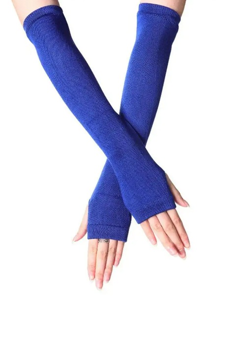 Manusi dama, model lung cu degete descoperite, tematica stay warm, marime universala, albastre, EFAYN