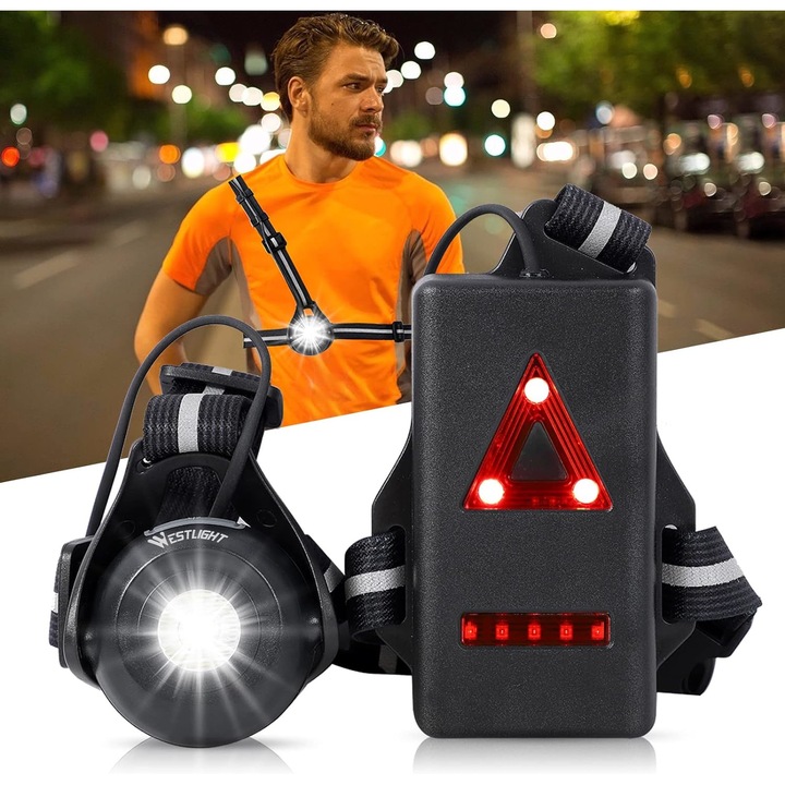 Jormftte lámpa, 500 lumen, állítható, vízálló, hátsó figyelmeztető LED-del